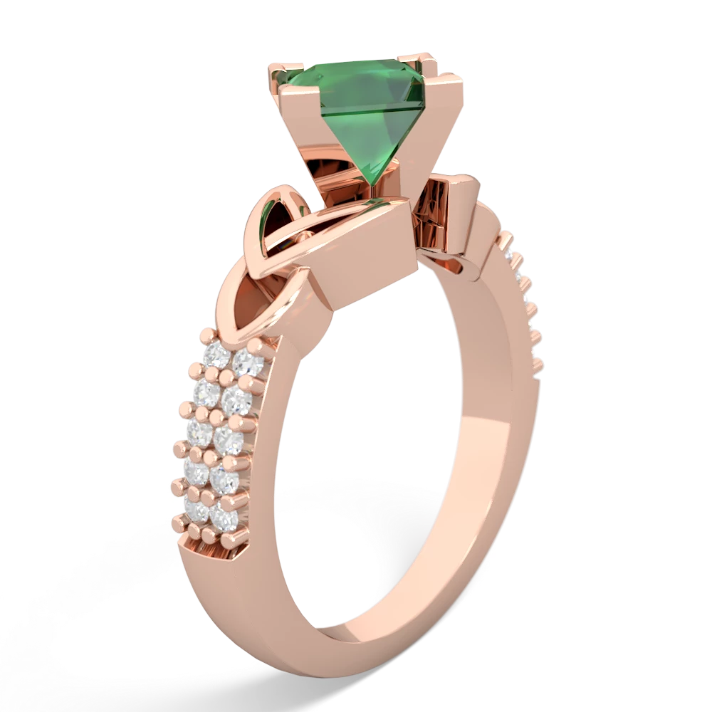 Lab Emerald Celtic Knot 6Mm Princess Engagement 14K Rose Gold ring R26446SQ