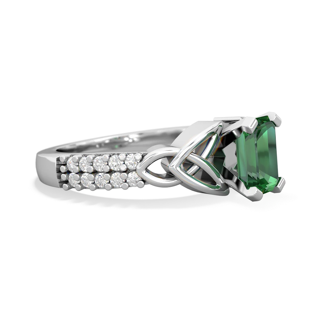 Lab Emerald Celtic Knot 7X5 Emerald-Cut Engagement 14K White Gold ring R26447EM