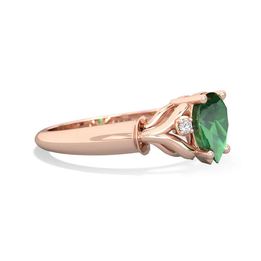 Lab Emerald Precious Pear 14K Rose Gold ring R0826