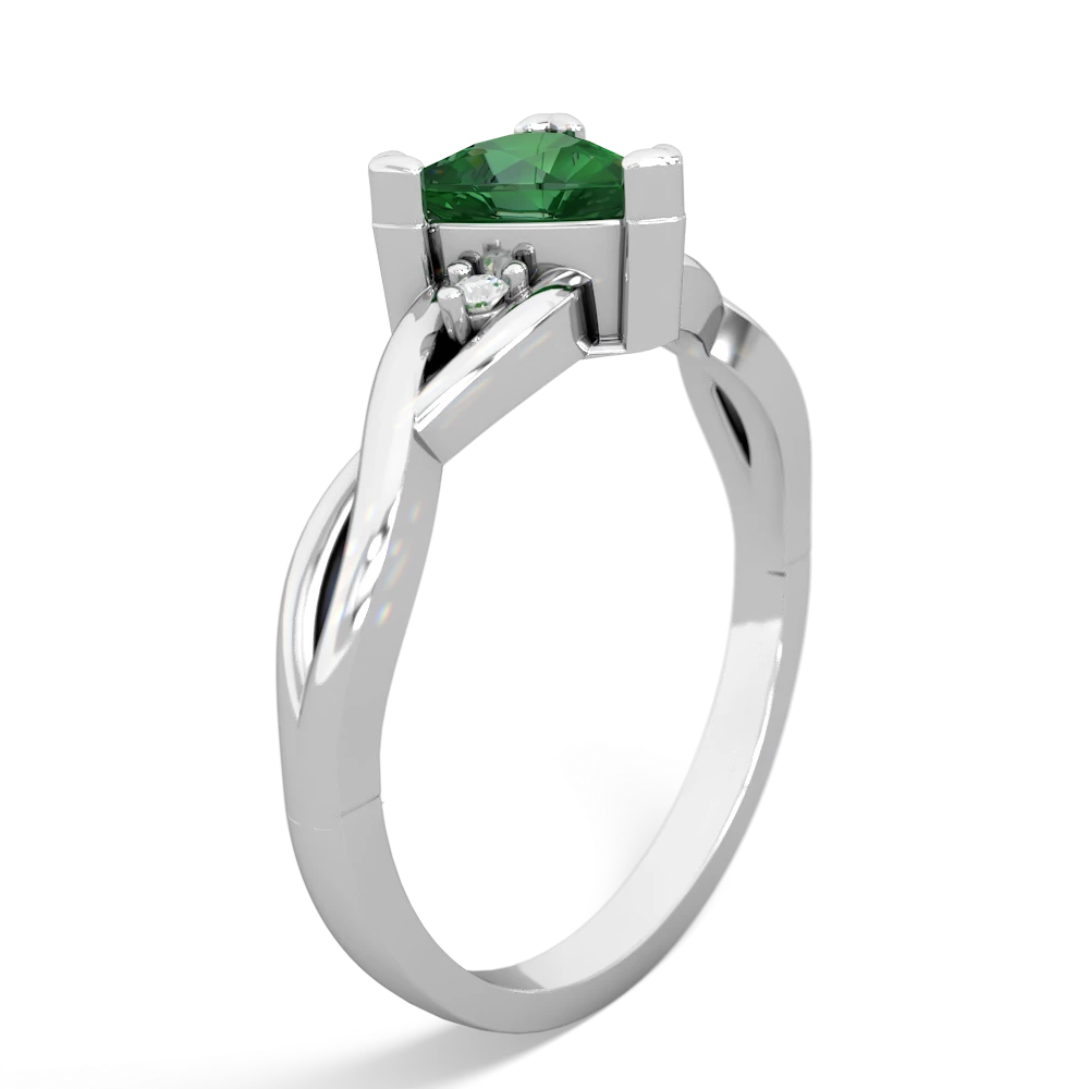 Lab Emerald Trillion Twist 14K White Gold ring R2104