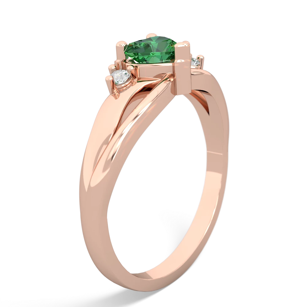 Lab Emerald Split Band Swirl 14K Rose Gold ring R2130