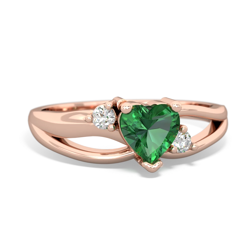 Lab Emerald Split Band Swirl 14K Rose Gold ring R2130