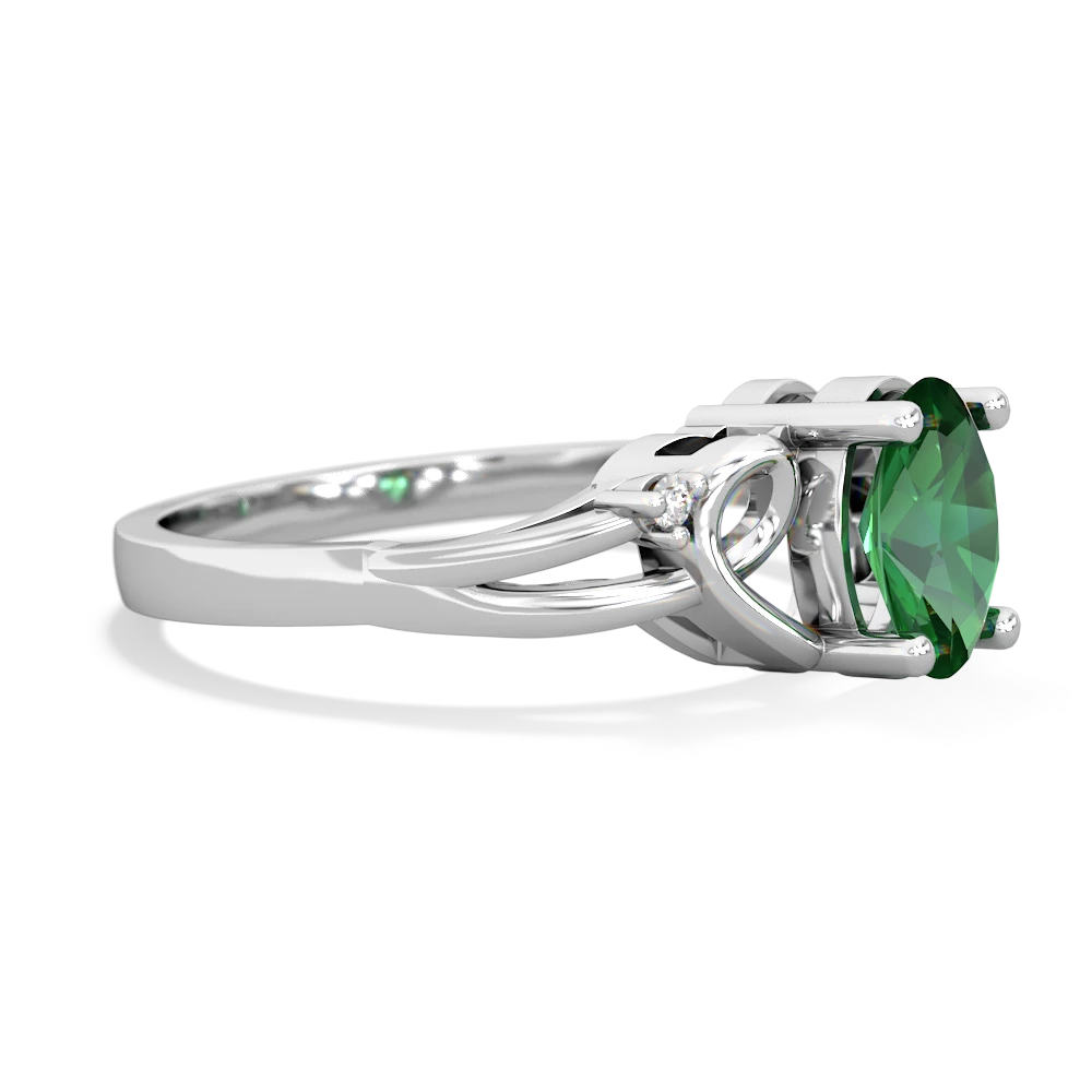 Lab Emerald Swirls 14K White Gold ring R2347