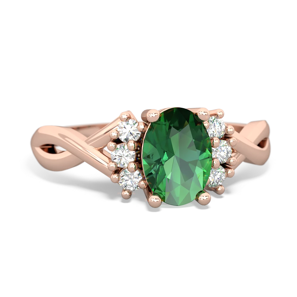 Lab Emerald Victorian Twist 14K Rose Gold ring R2497