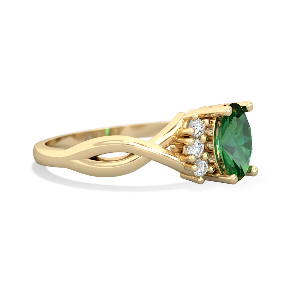 Lab Emerald Victorian Twist 14K Yellow Gold ring R2497