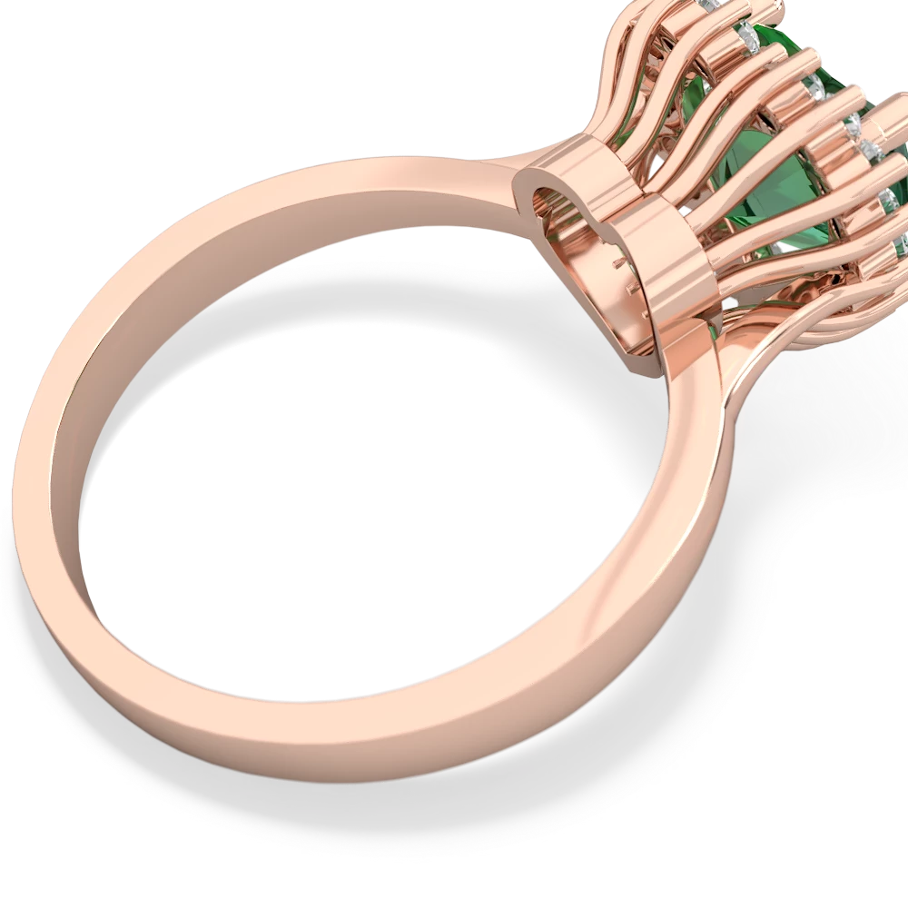 Lab Emerald Sparkling Halo Heart 14K Rose Gold ring R0391