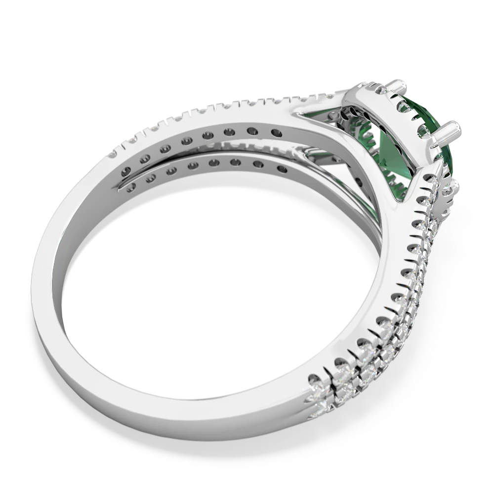 Lab Emerald Pave Halo 14K White Gold ring R5490