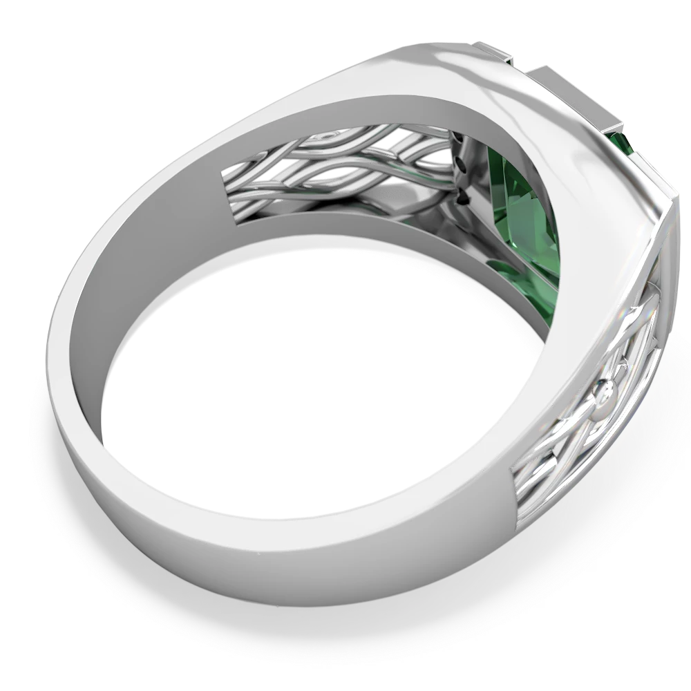 Lab Emerald Men's Vine 14K White Gold ring R0490