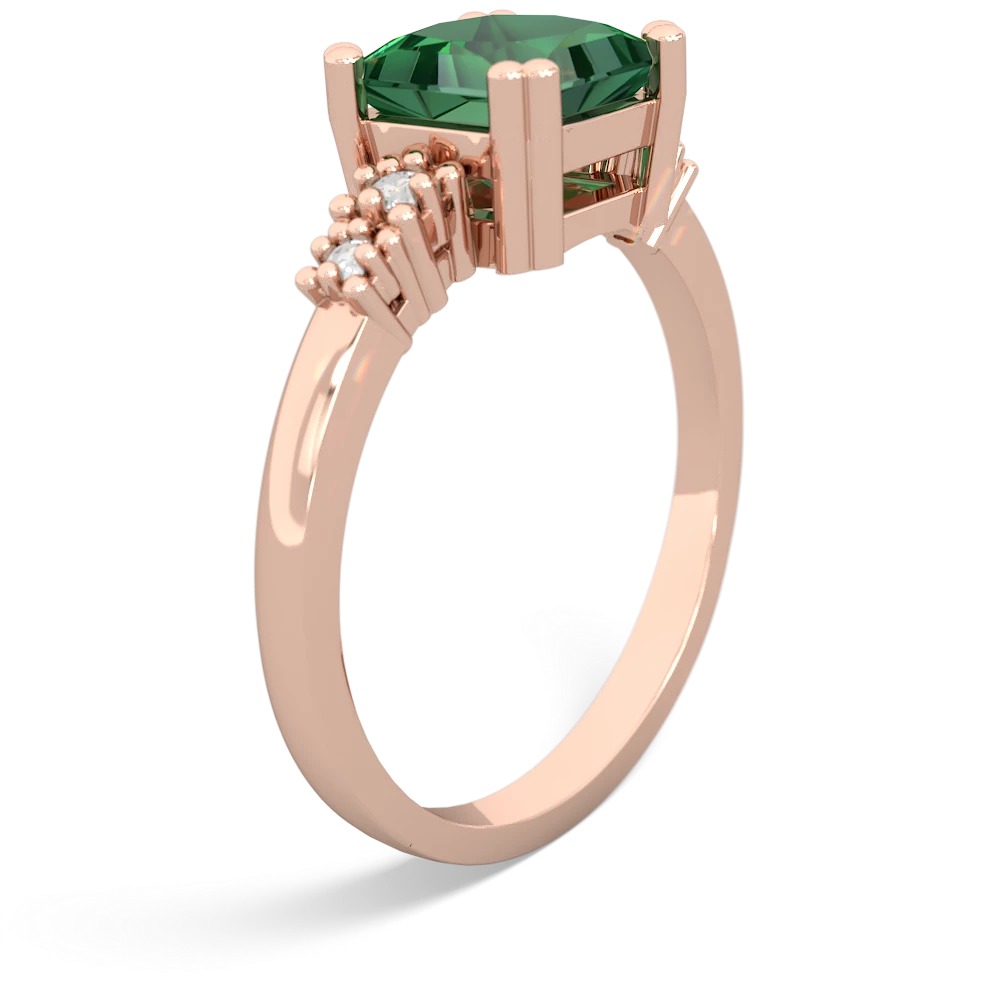 Lab Emerald Art Deco Princess 14K Rose Gold ring R2014