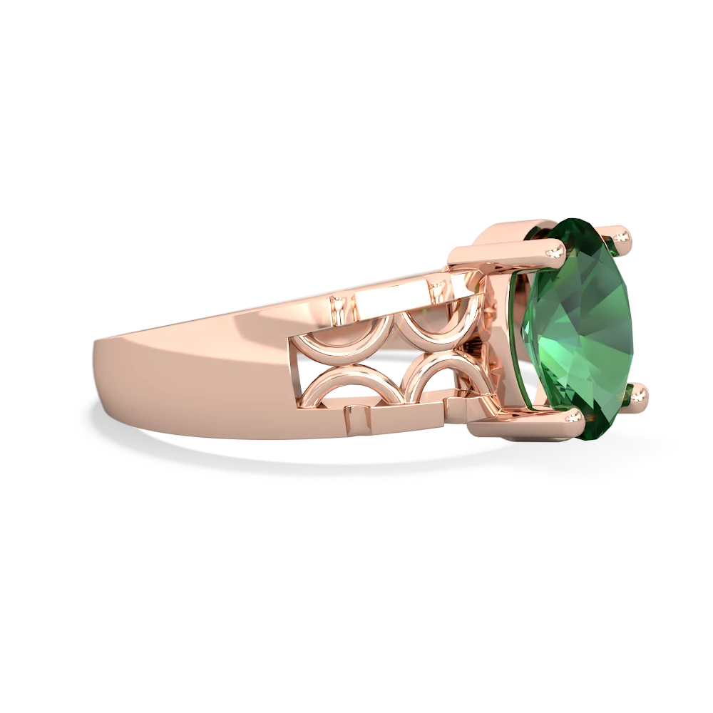 Lab Emerald Art Deco Filigree 14K Rose Gold ring R2322