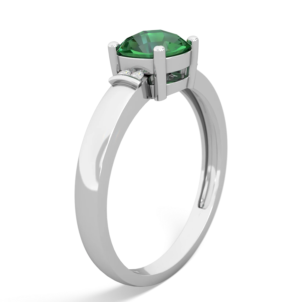 Lab Emerald Simply Elegant Cushion 14K White Gold ring R2489