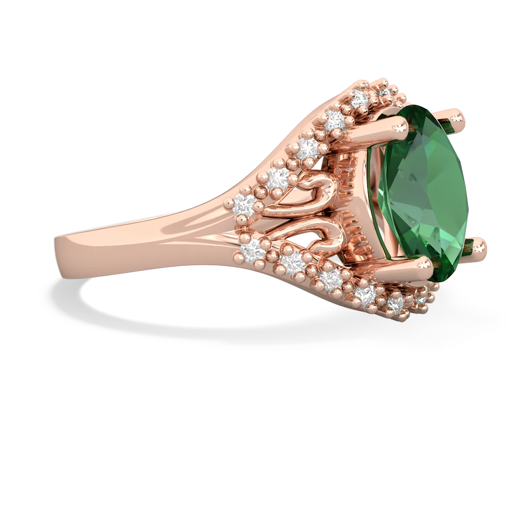 Lab Emerald Antique Style Cocktail 14K Rose Gold ring R2564