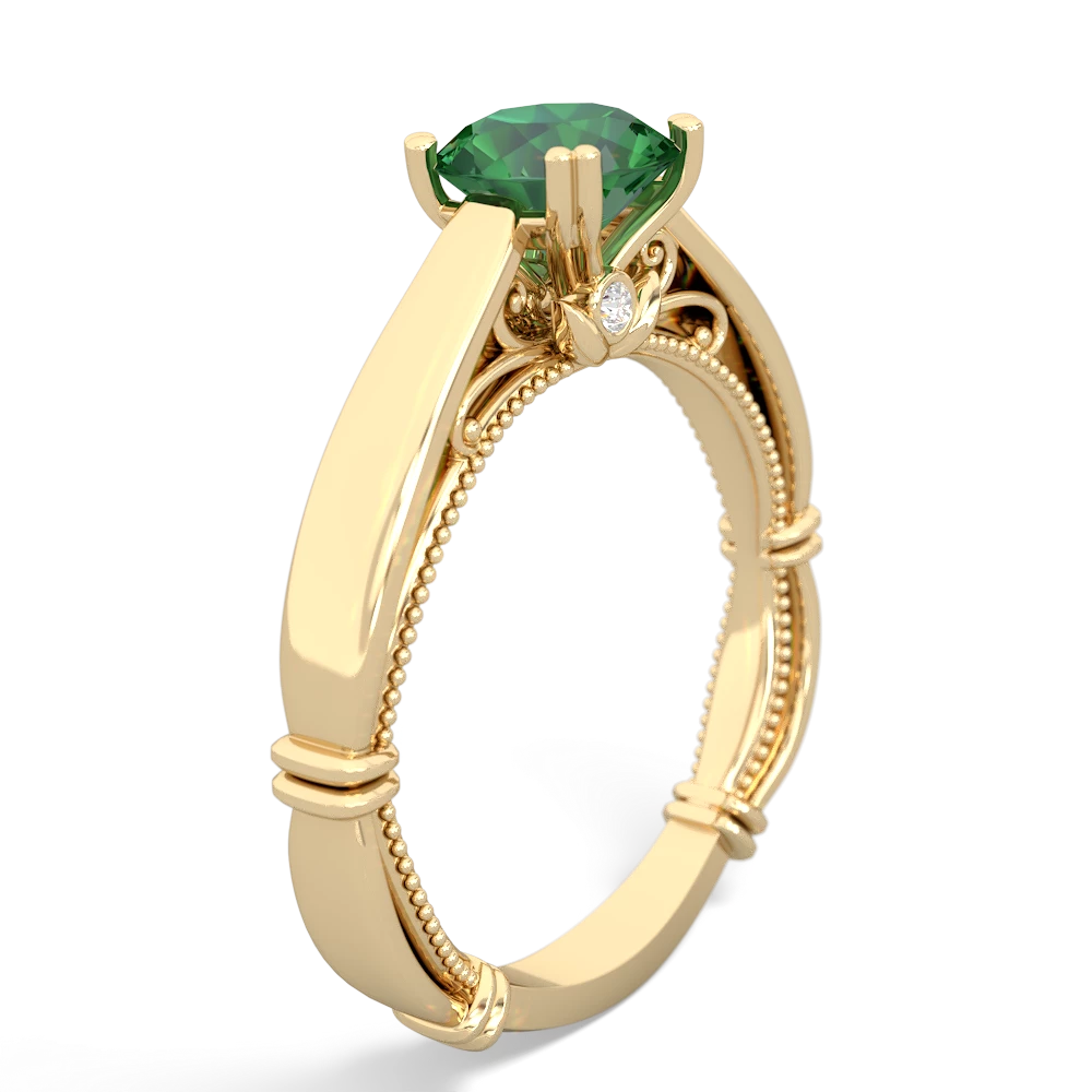 Lab Emerald Renaissance 14K Yellow Gold ring R27806RD