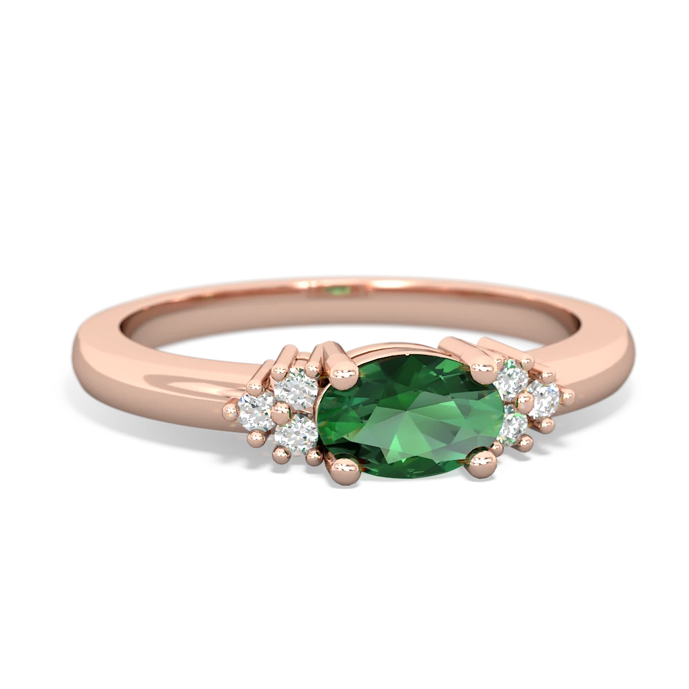 Lab Emerald Simply Elegant East-West 14K Rose Gold ring R2480