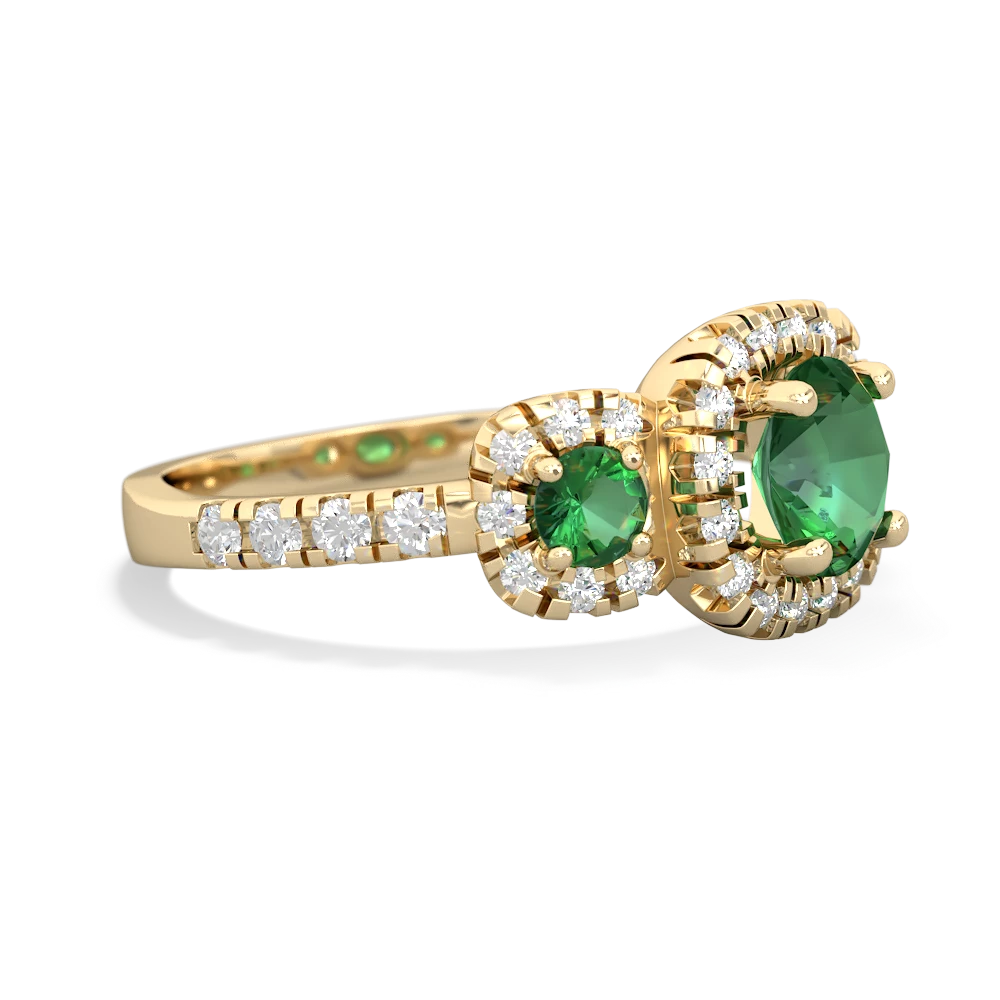 Lab Emerald Regal Halo 14K Yellow Gold ring R5350