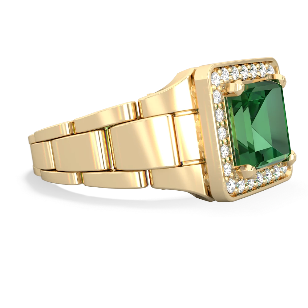 Lab Emerald Men's Watch 14K Yellow Gold ring R0510