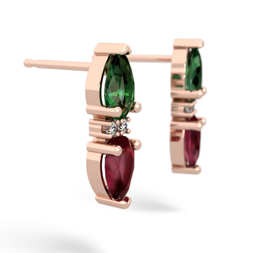 Lab Emerald Bowtie Drop 14K Rose Gold earrings E0865