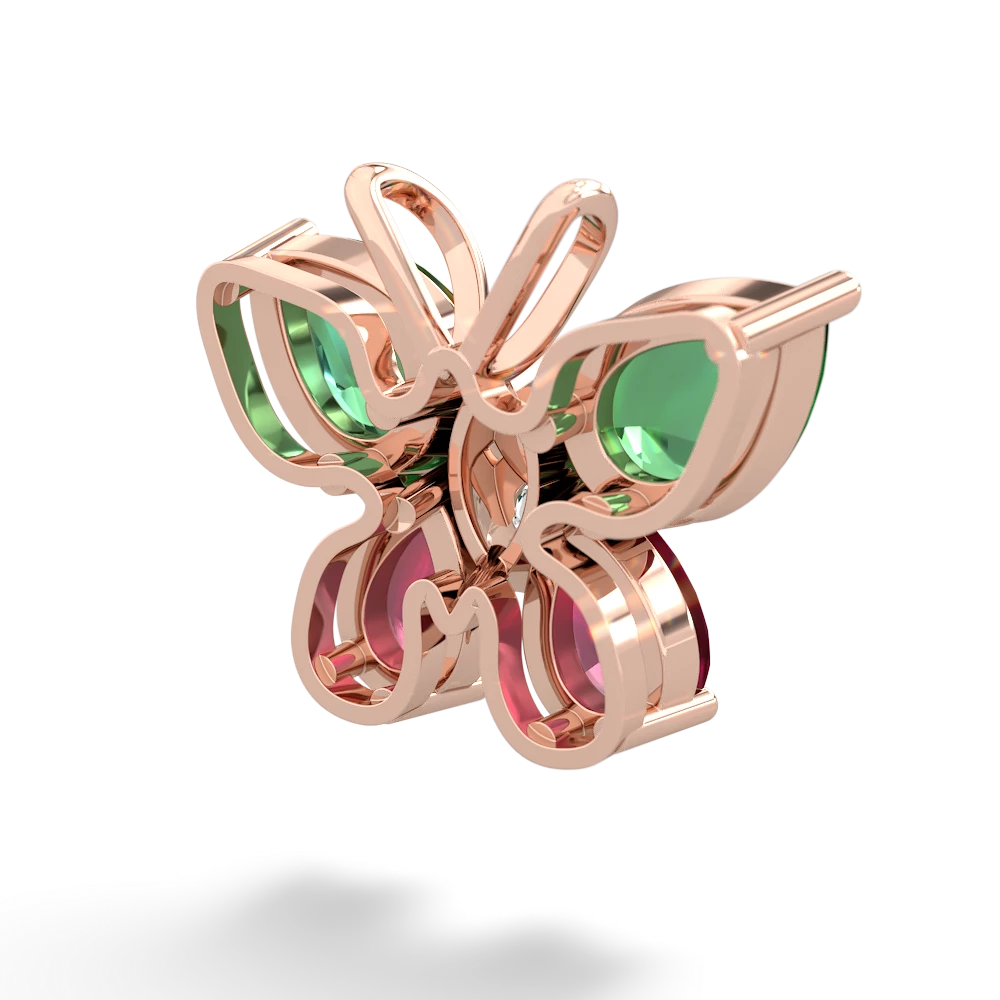 Lab Emerald Butterfly 14K Rose Gold pendant P2215