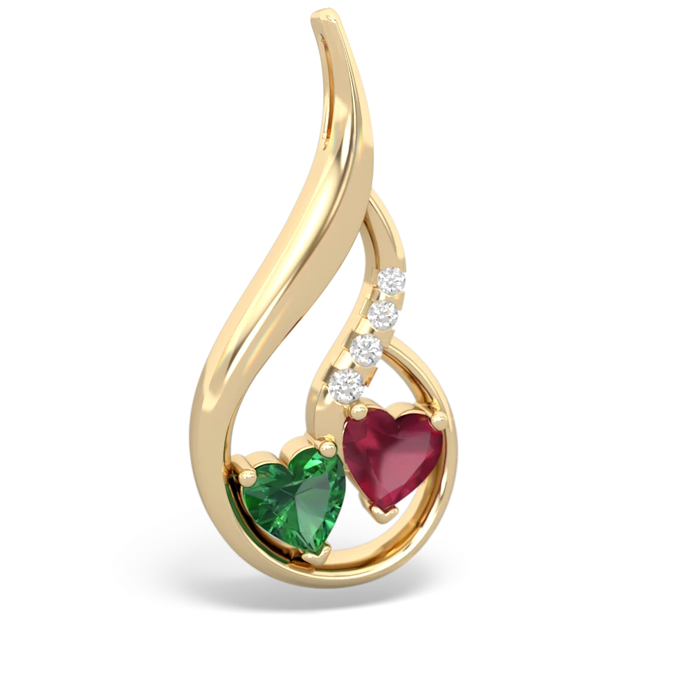 Lab Emerald Keepsake Curves 14K Yellow Gold pendant P5450