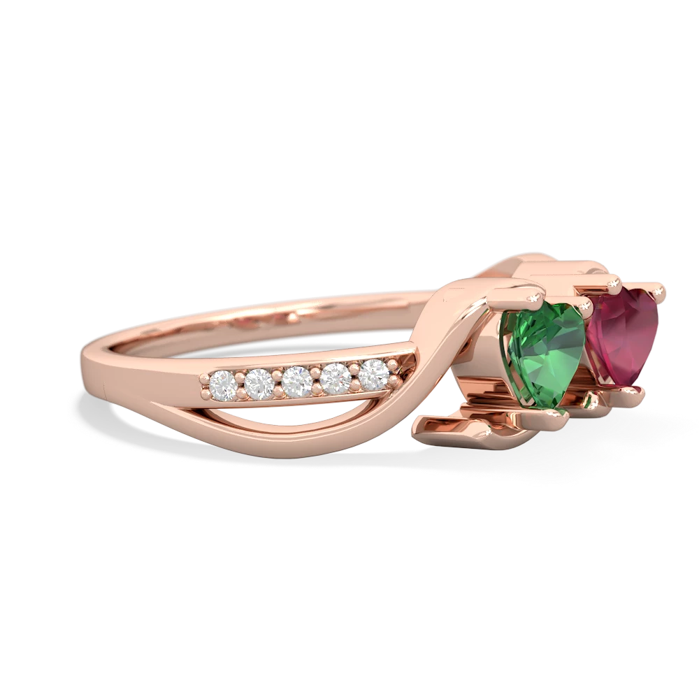 Lab Emerald Side By Side 14K Rose Gold ring R3090