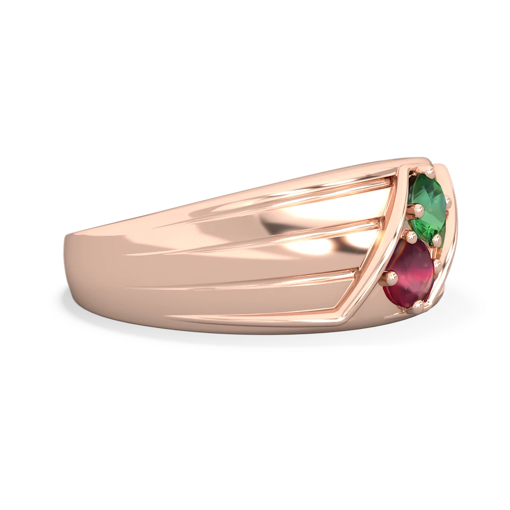 Lab Emerald Men's Streamline 14K Rose Gold ring R0460