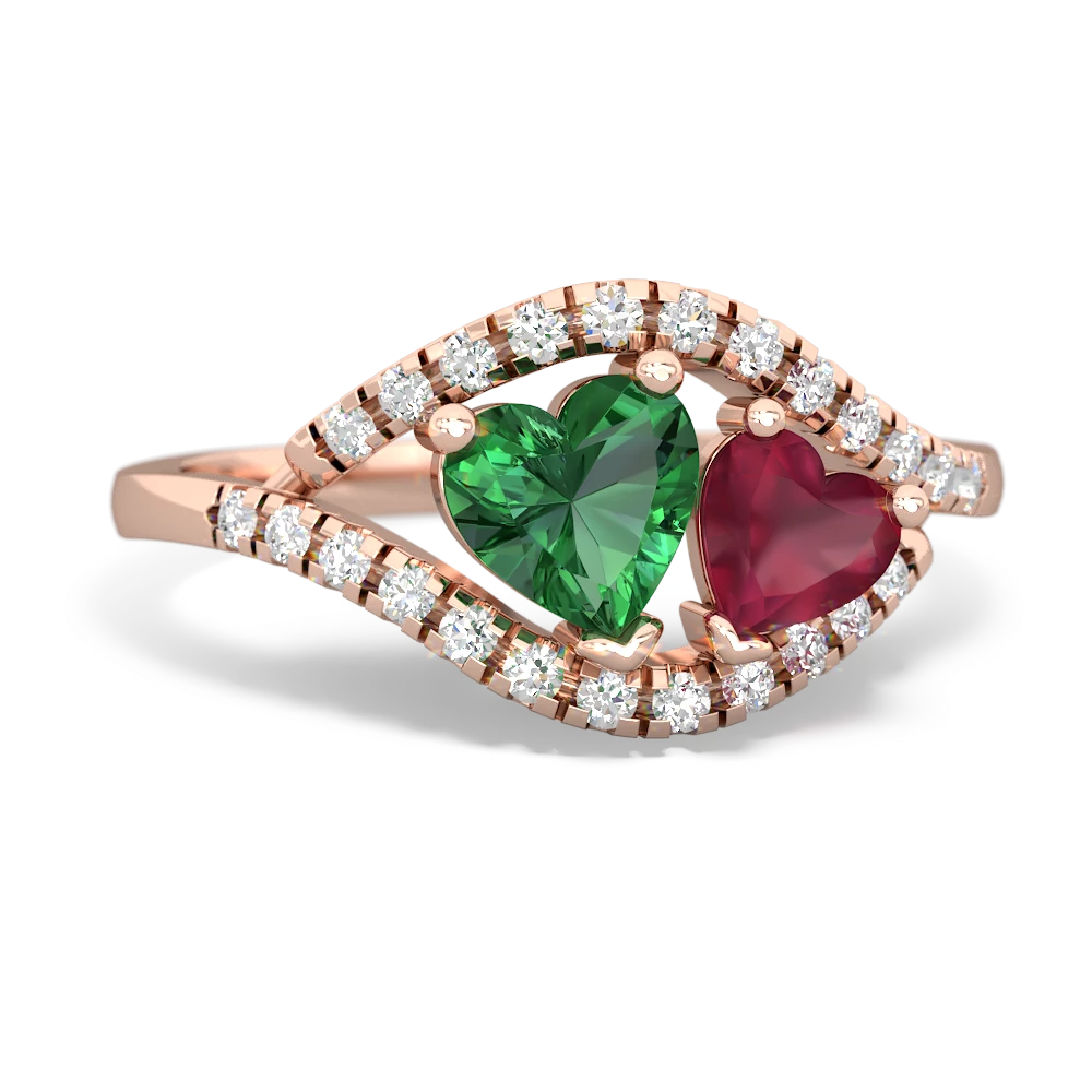 Lab Emerald Mother And Child 14K Rose Gold ring R3010