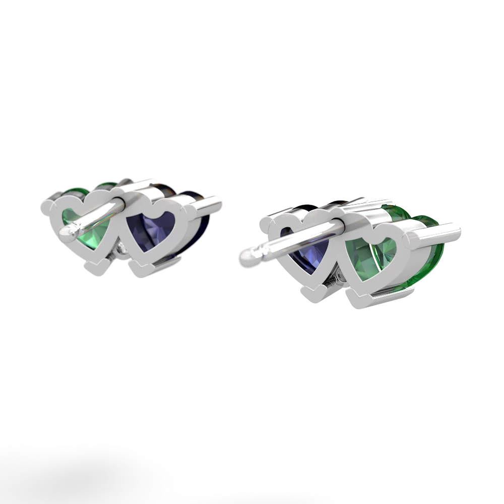 Lab Emerald Sweethearts 14K White Gold earrings E5260