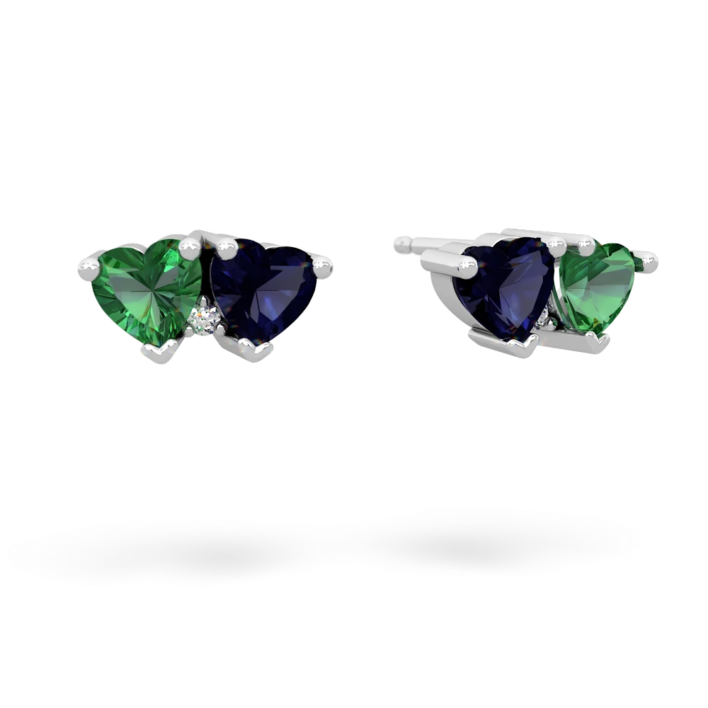 Lab Emerald Sweethearts 14K White Gold earrings E5260