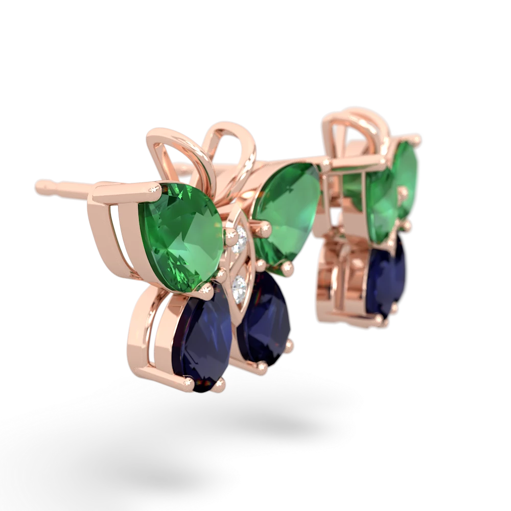 Lab Emerald Butterfly 14K Rose Gold earrings E2215