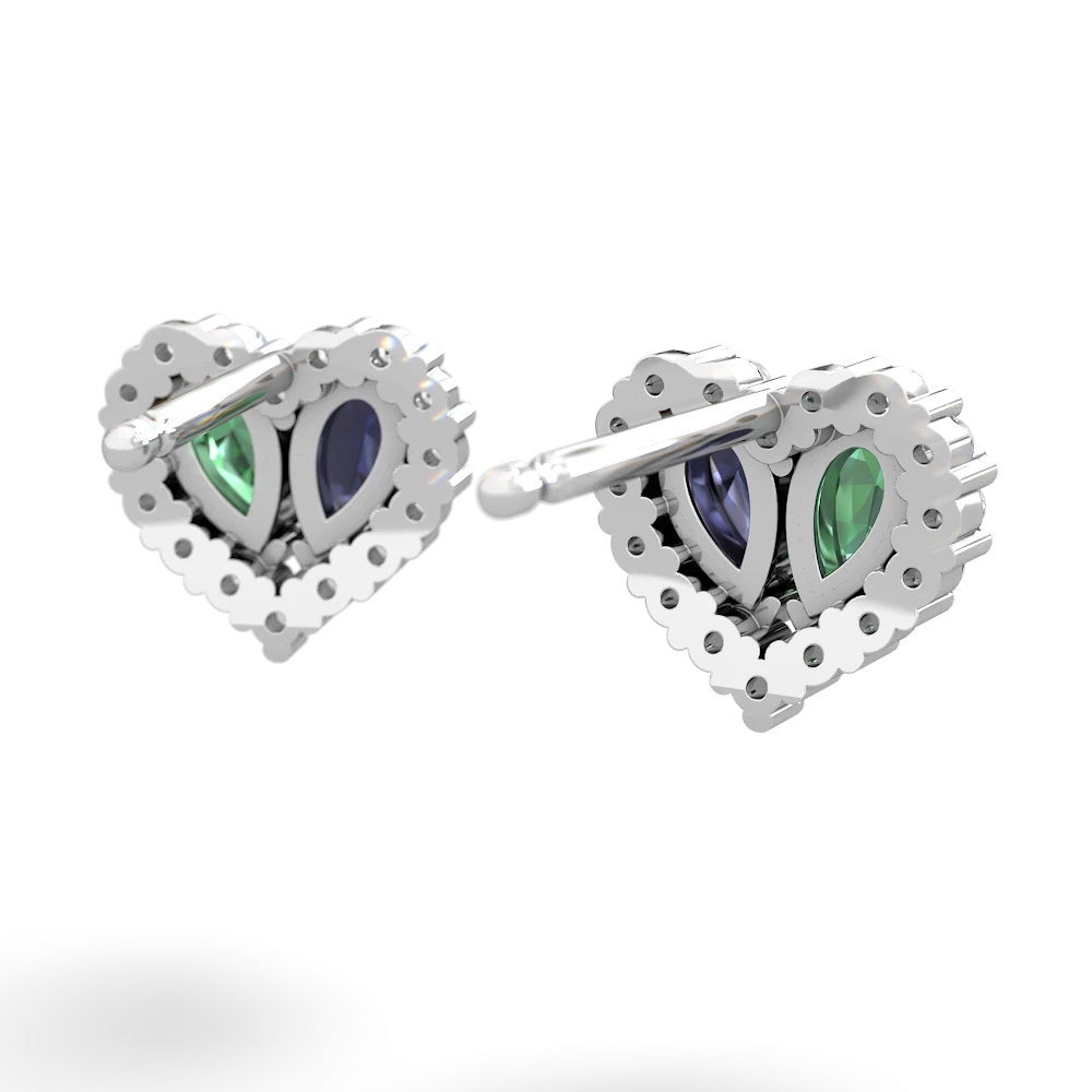 Lab Emerald Halo 14K White Gold earrings E7008
