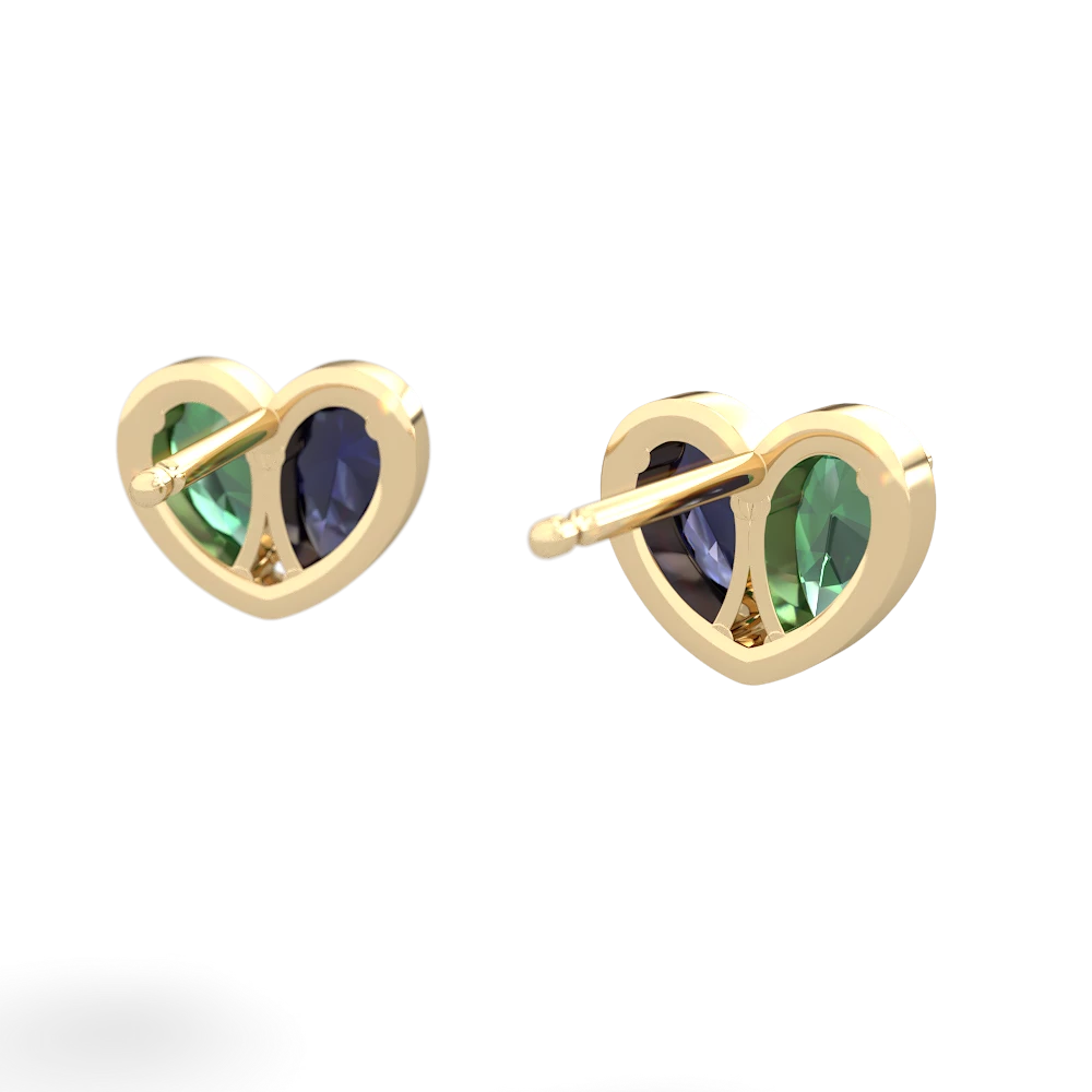 Lab Emerald 'Our Heart' 14K Yellow Gold earrings E5072