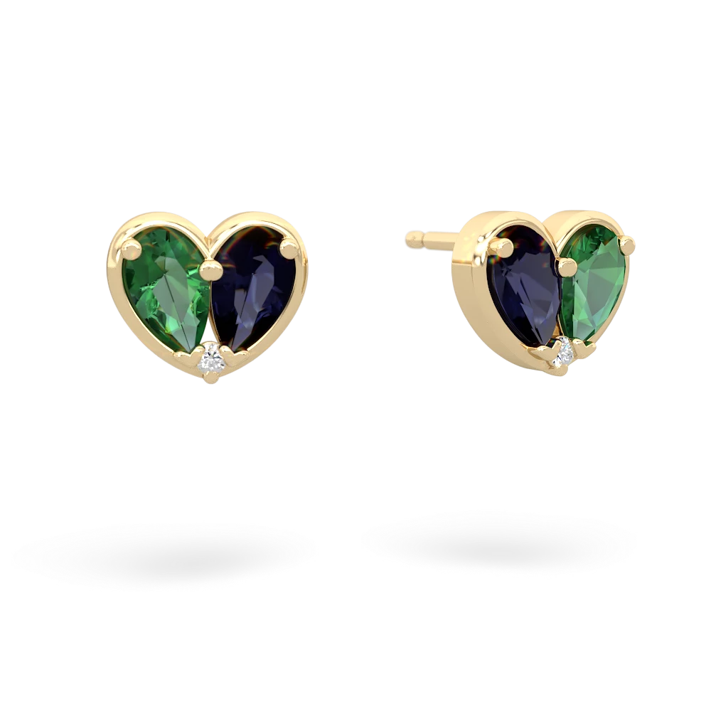 Lab Emerald 'Our Heart' 14K Yellow Gold earrings E5072