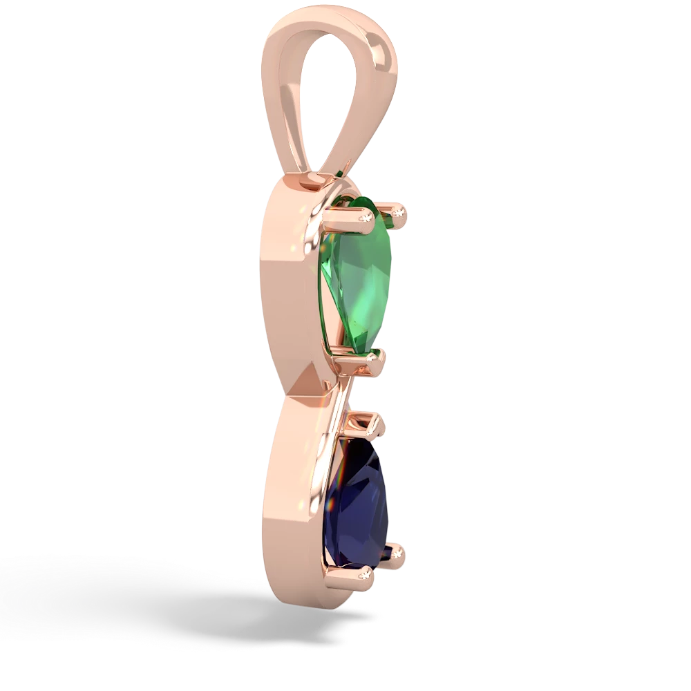 Lab Emerald Infinity 14K Rose Gold pendant P5050