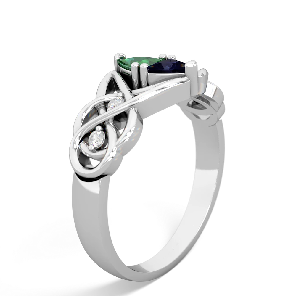 Lab Emerald Keepsake Celtic Knot 14K White Gold ring R5300