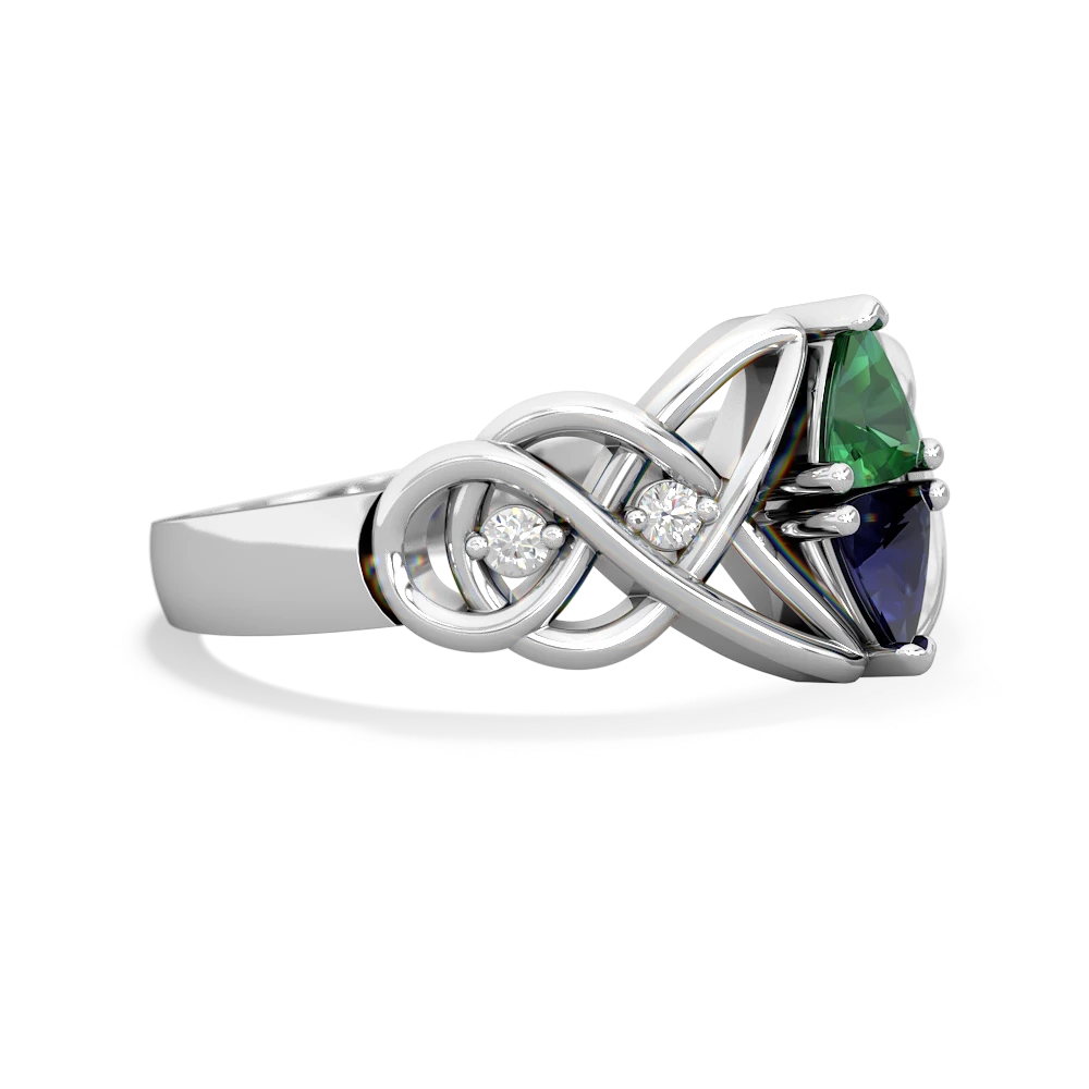 Lab Emerald Keepsake Celtic Knot 14K White Gold ring R5300