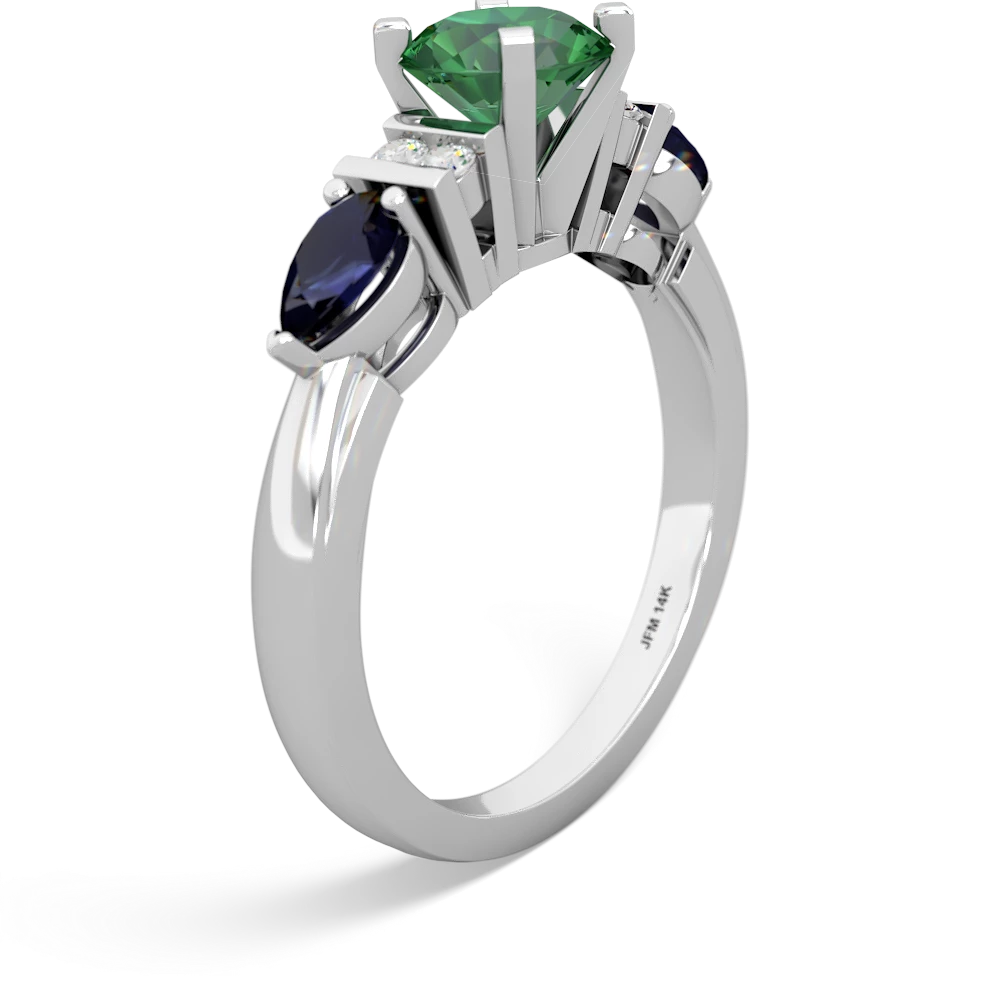 Lab Emerald 6Mm Round Eternal Embrace Engagement 14K White Gold ring R2005