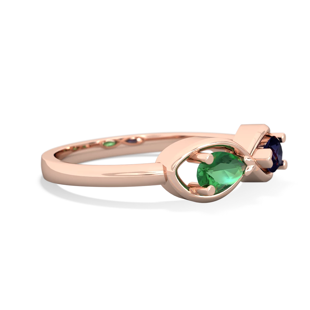 Lab Emerald Infinity 14K Rose Gold ring R5050