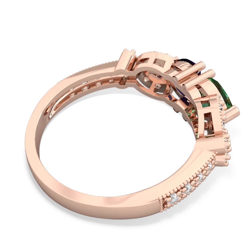 Lab Emerald Diamond Butterflies 14K Rose Gold ring R5601