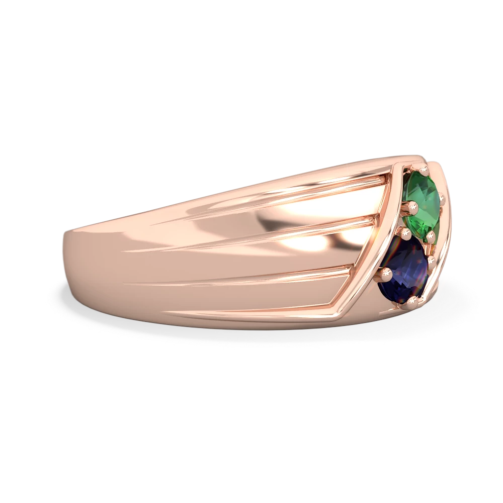 Lab Emerald Men's Streamline 14K Rose Gold ring R0460