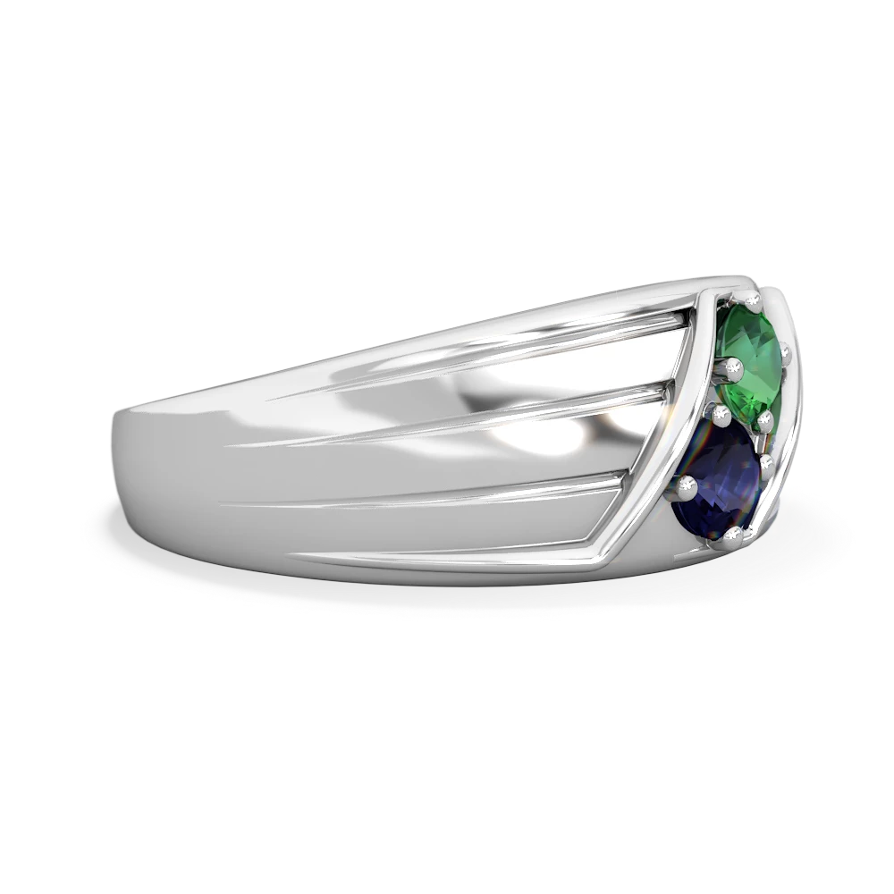 Lab Emerald Men's Streamline 14K White Gold ring R0460