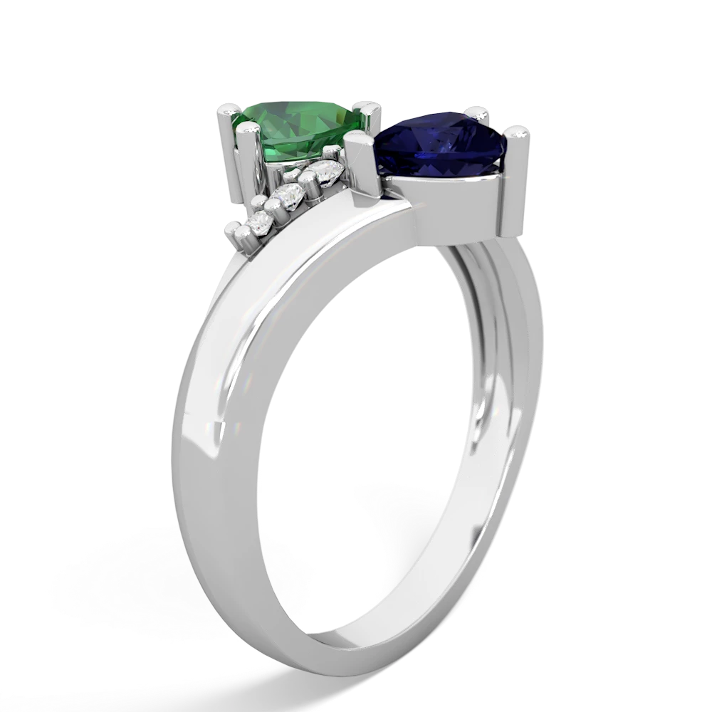 Lab Emerald Heart To Heart 14K White Gold ring R2064