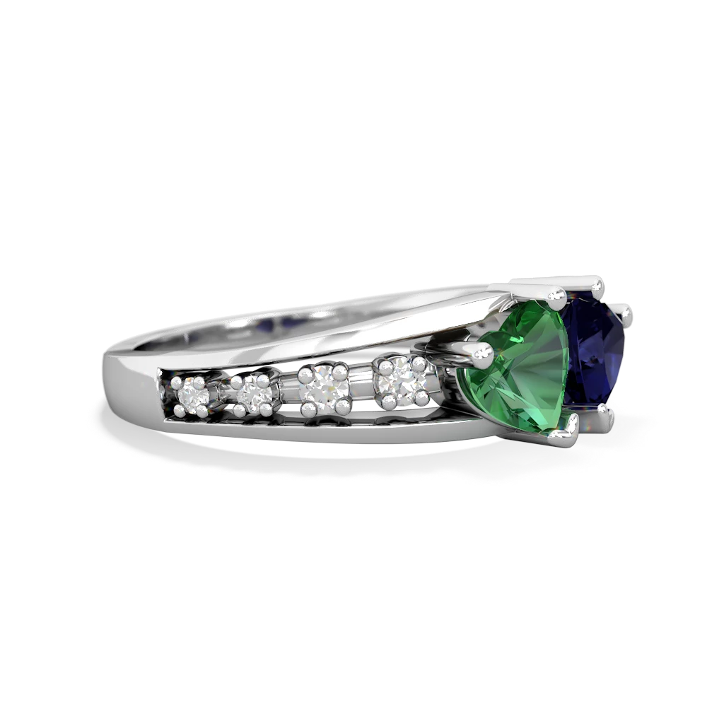 Lab Emerald Heart To Heart 14K White Gold ring R3342