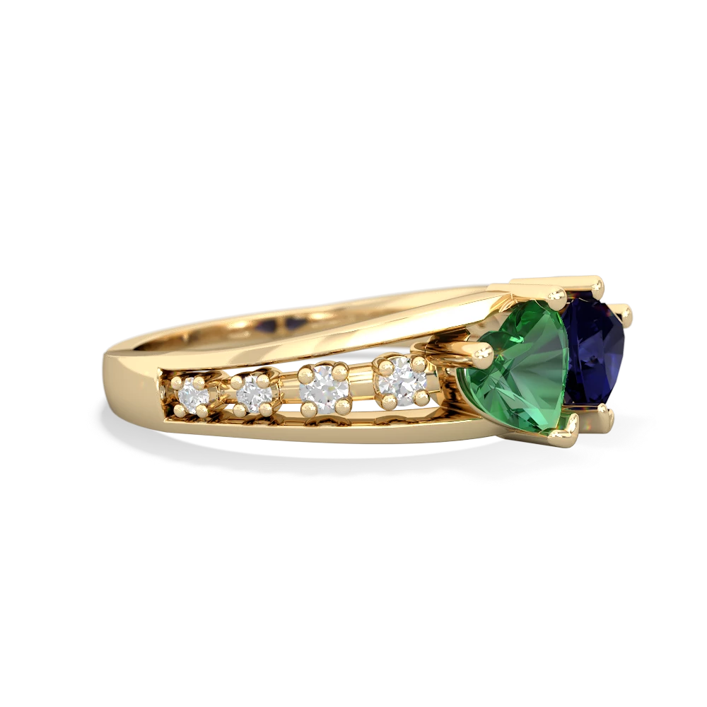 Lab Emerald Heart To Heart 14K Yellow Gold ring R3342