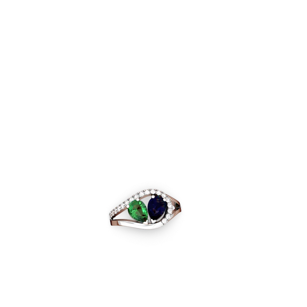 Lab Emerald Nestled Heart Keepsake 14K White Gold ring R5650