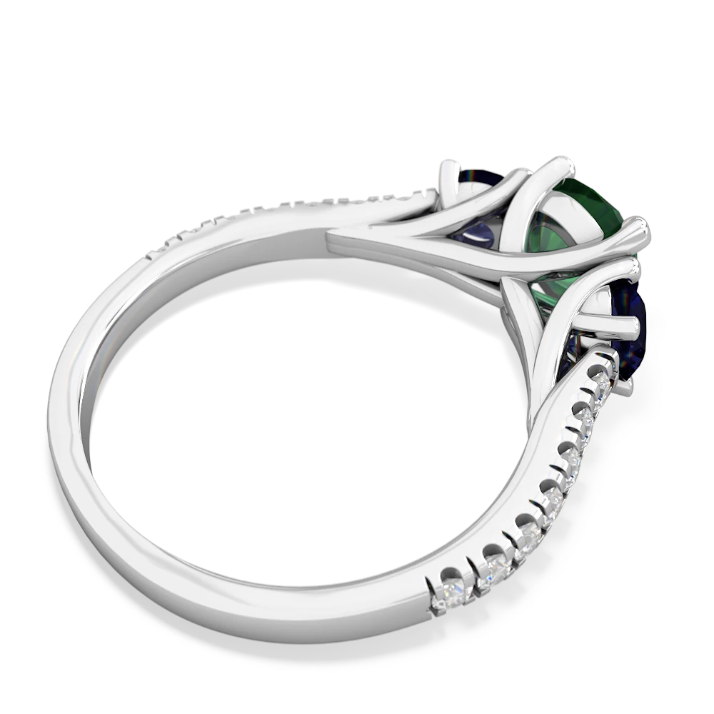 Lab Emerald Pave Trellis 14K White Gold ring R5500