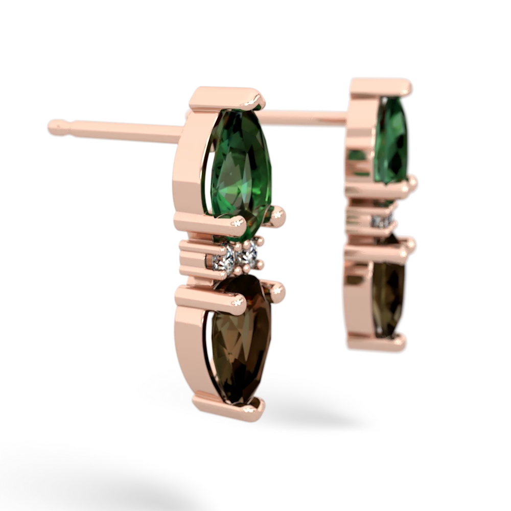 Lab Emerald Bowtie Drop 14K Rose Gold earrings E0865