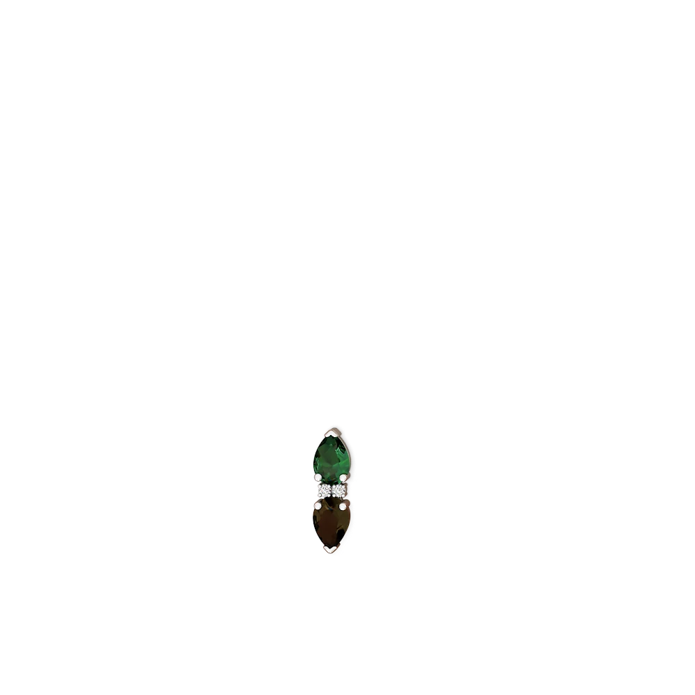 Lab Emerald Bowtie Drop 14K White Gold earrings E0865