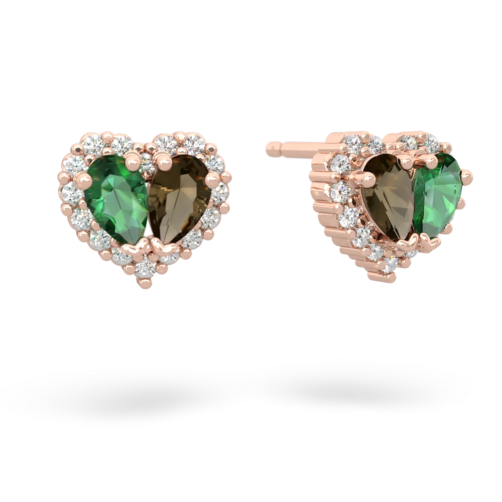 Lab Emerald Halo 14K Rose Gold earrings E7008