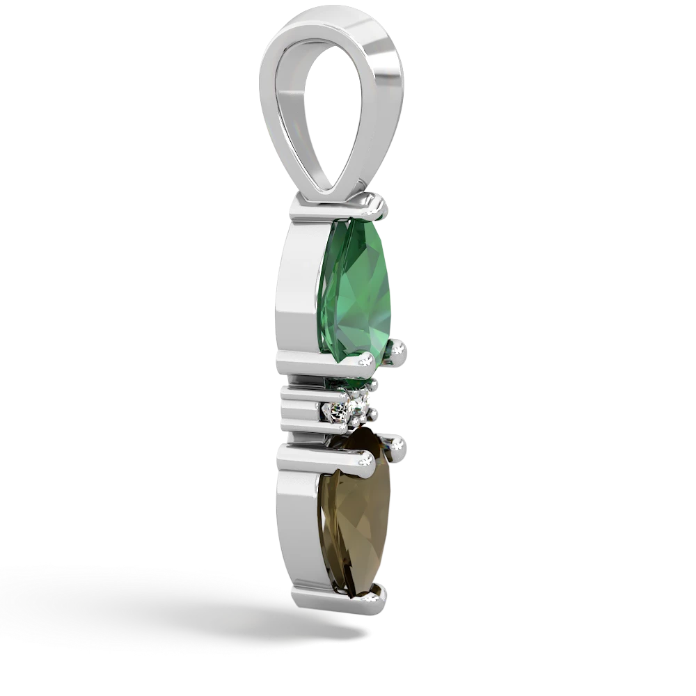 Lab Emerald Bowtie Drop 14K White Gold pendant P0865