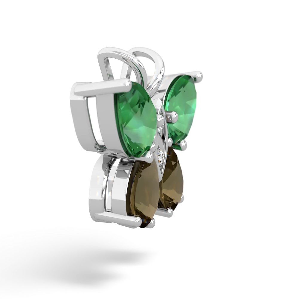 Lab Emerald Butterfly 14K White Gold pendant P2215